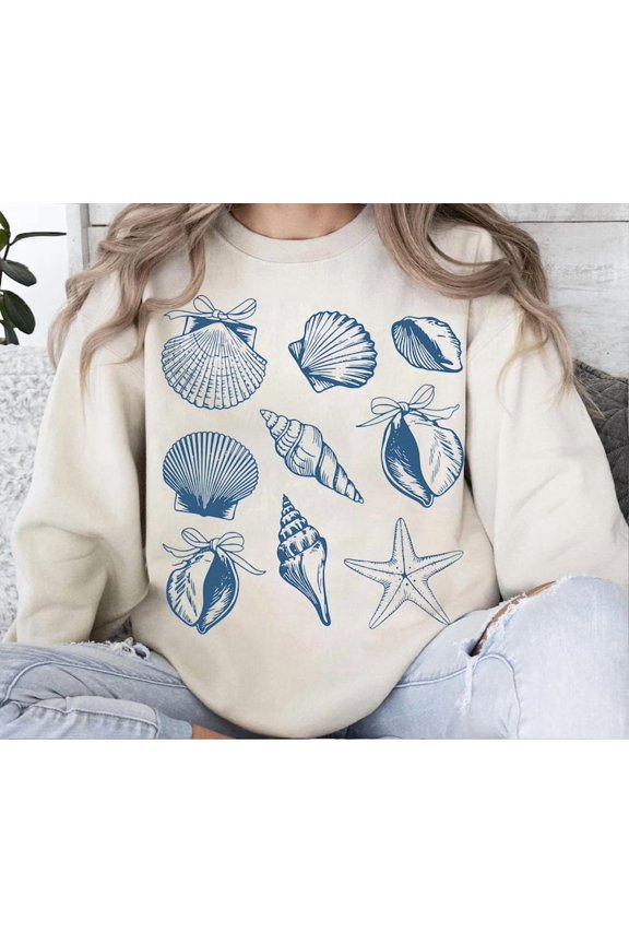 Seashell Bundle, Nautical Starfish, Summer Beach Design SWEATSHIRT All Size S-5XL