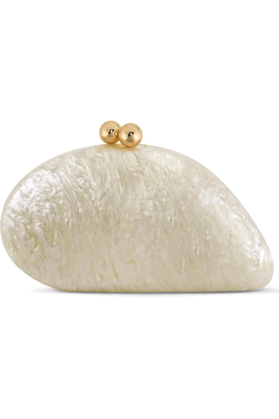 Seashell Clutch Purse for Women, Elegant Marble Evening Bag with -Tone  Clasp, Wedding Party Clutch Handbags, White
