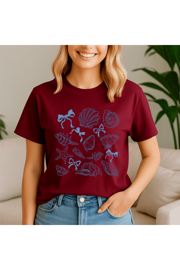 Seashell Coastal Coquette Starfish Ocean Beach Summer Vibes Shirt,Preppy Summer Vibes ,Summer Beach Tshirt,Girls Trip,Summer Tee,Summer Vibes