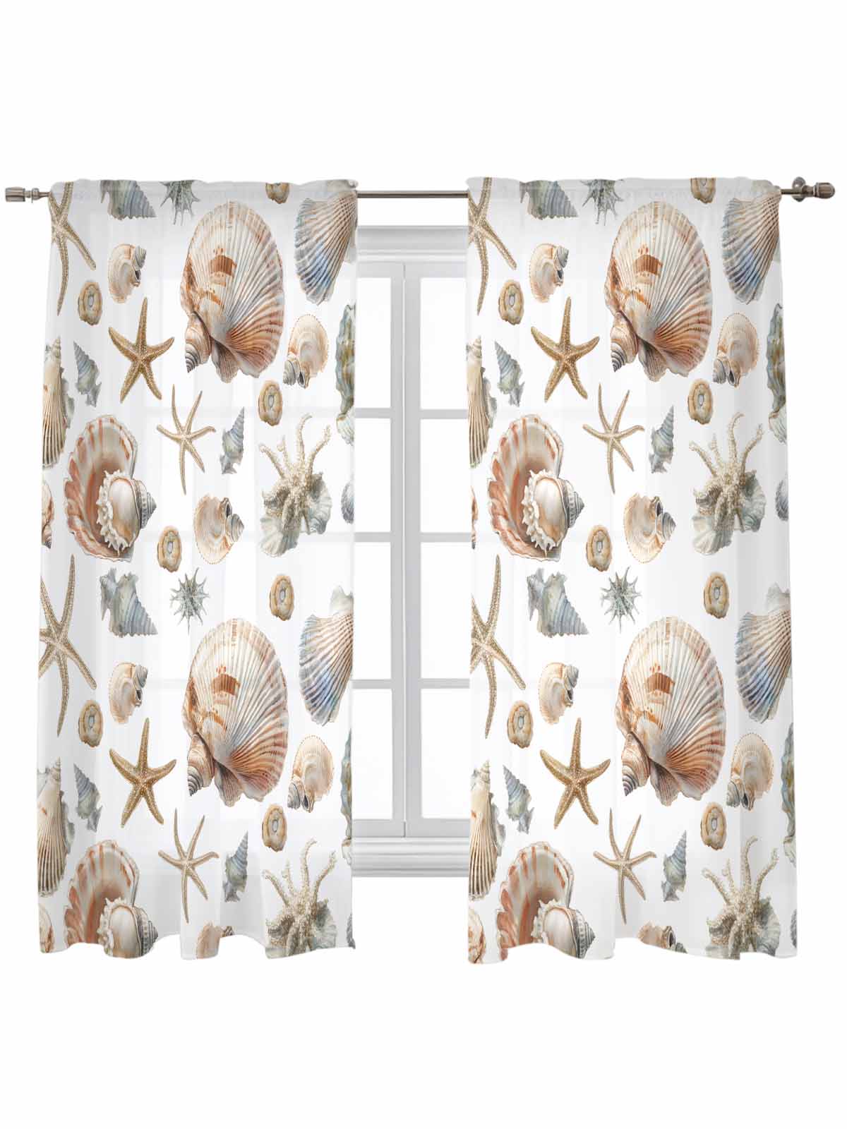 Seashell Coastal Curtains 72 Inch Length,Sheer Curtains for Bedroom ...