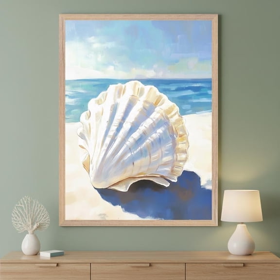 Seashell Coastal Wall Art Beach House Decor Ocean Scallop Shell Print Unframed Paper Poster 8x10in