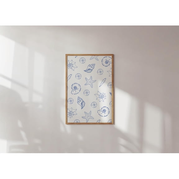 Seashell Coastal Wall Art Prints Printable Wall Art Beach House Decor Illustration Print Summer Aesthetic Print Trendy Wall Art Poster Decor, Stretched Canvas Size 12x18 F03.1.22l508