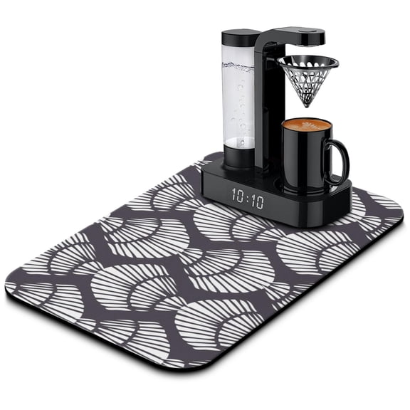Seashell Coffee Maker Mat - Absorbent Coffee Bar Mat with Nautical Design, Non-Slip Rubber Base for Espresso Machine, 15.7 x 23.6 Inch