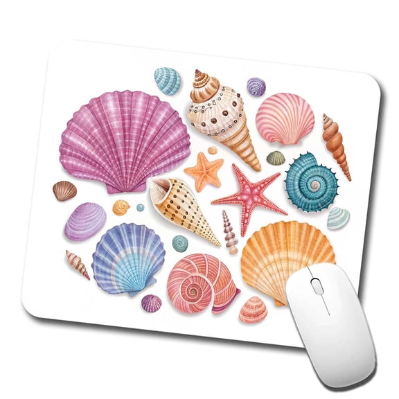 Seashell Collage Colorful Mouse Pad Low Profile Gaming Mat