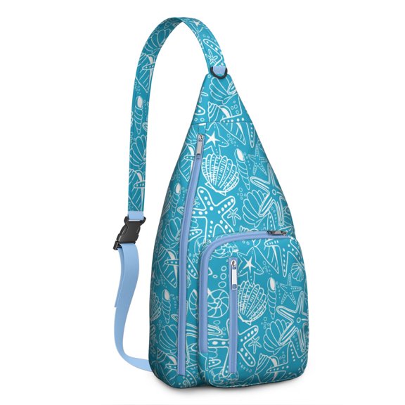 Seashell Collection Sling Backpack&nbsp;- Beach-Themed Crossbody Shoulder Bag, Lightweight Durable Travel Pack