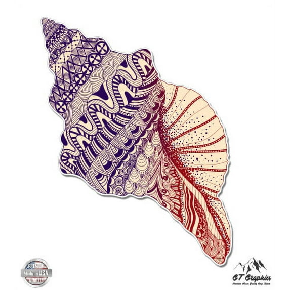 Seashell Conch Colorful - 12" Vinyl Sticker Waterproof Decal
