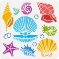 thumbnail image 1 of Seashell Conch Stencil for Painting 11.8"x11.8" Reusable Plastic Summer Ocean Animal Stencil Drawing Template DIY Craft Paint Template for Wall Home Decor Wood Burning Journal Paper for DIY, 1 of 9