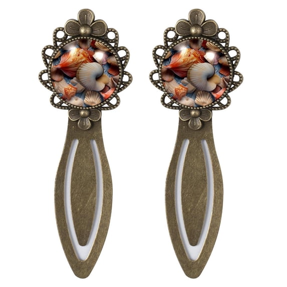 Seashell Copper-Colored Lace Bookmarks - Stainless Steel Book Accessories for Readers and Book Lovers