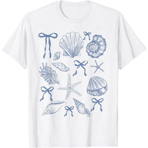 Seashell Coquette Bow Hawaii Beach Summer Vacation Family T-Shirt Unisex S-5XL Hot Trending Shirt, Vintage Birthday Gift