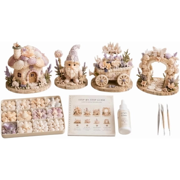 Seashell Craft Kit with Natural Shells and Tools, DIY Ornament Making Set for Desktop Decor