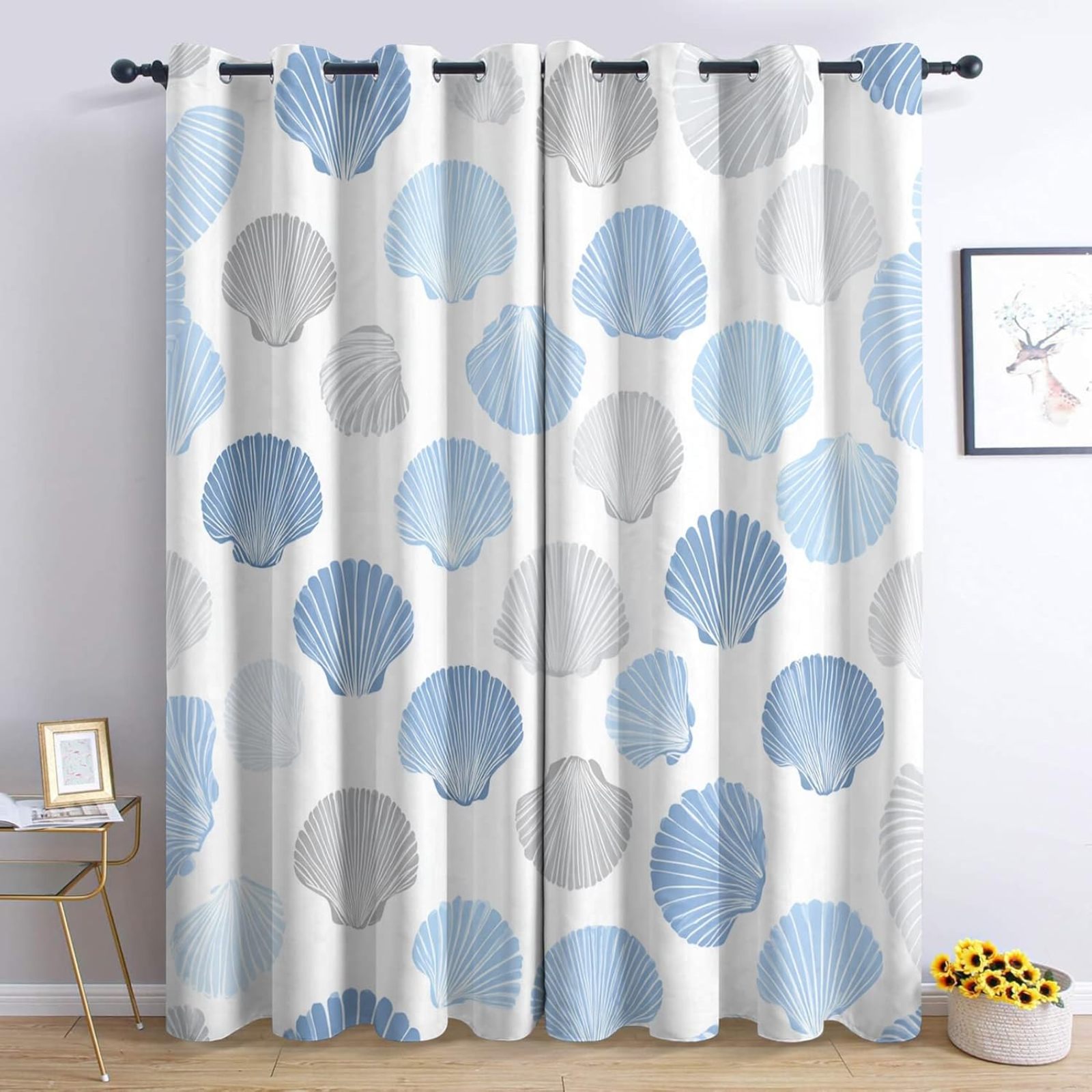 Seashell Curtains, Coastal Beach Design, Seashell Blackout Curtains ...