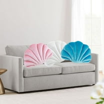 Seashell Decorative Velvet Throw Pillow | Soft Conch-Shaped Couch Cushion | Velvet Texture | White Blue Pink | 13.38x9.84 in | 1-Pack | Beach Theme Home Décor
