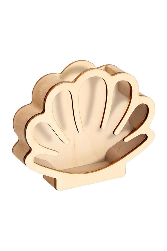 Seashell Display Box with Acrylic Window Wooden Shell Shaped Holder Case for Seashells, Shark Teeth,Starfish,Rocks, Seashell Shadow Box,Beach Collection Keepsake Boxs for Home Decor Gift