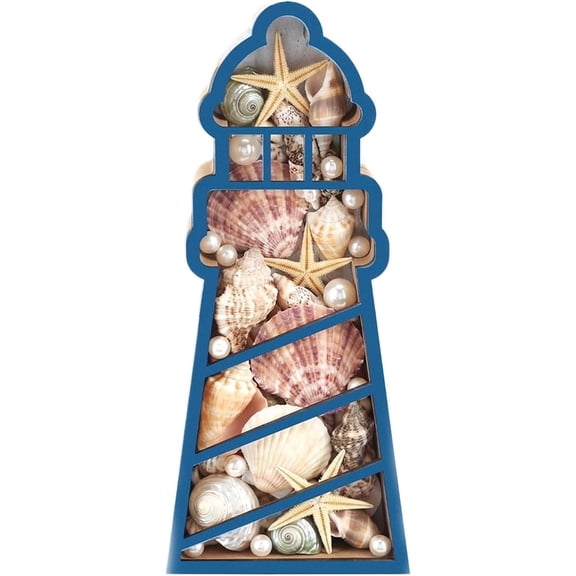 Seashell Display Box, Wooden Collectible Organizer with Clear Window, Coastal Theme Storage for Bracelet, Necklace, Jewelry, and Trinkets