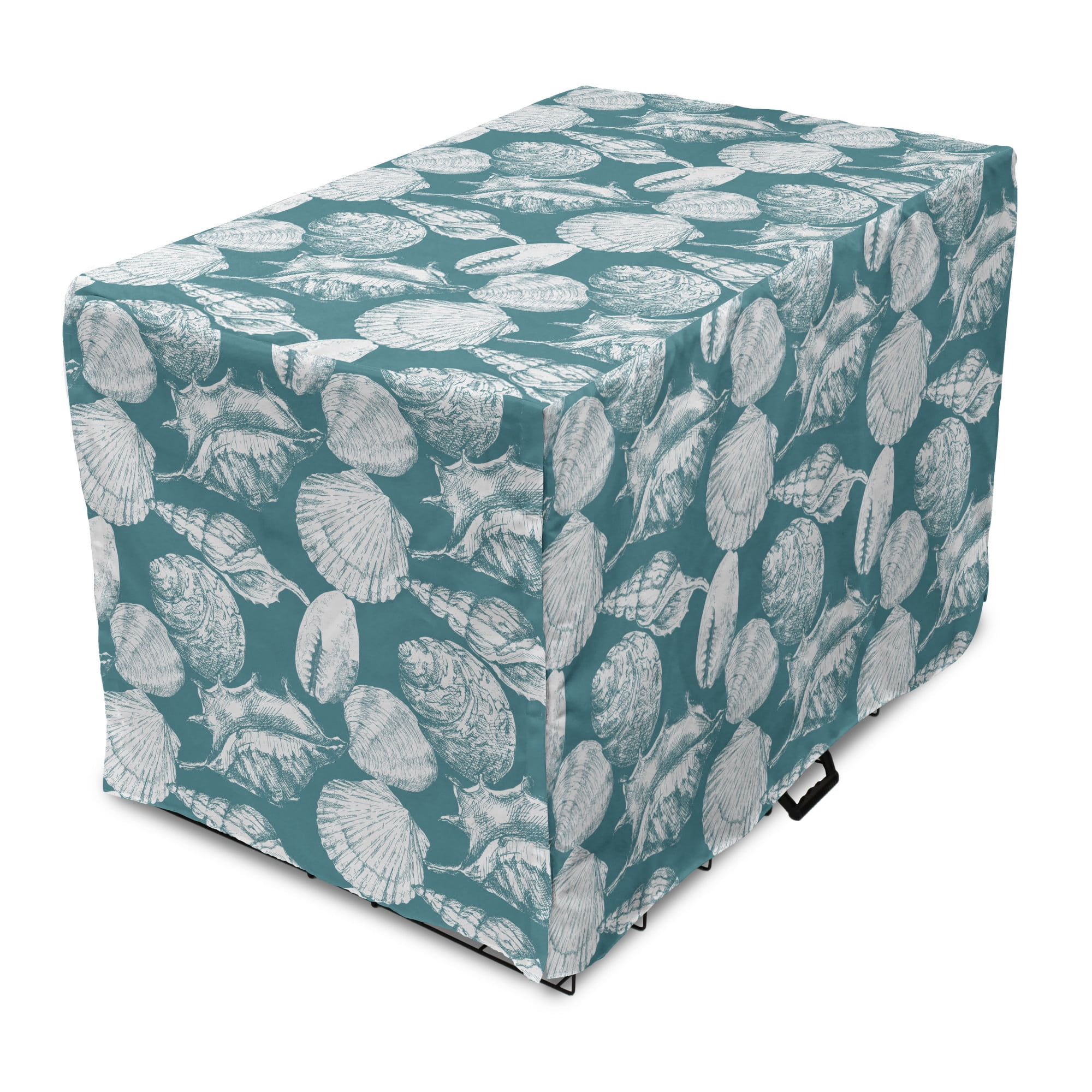 Seashell Dog Crate Cover, Sketchy Hand Drawn Illustrations of Nautical ...