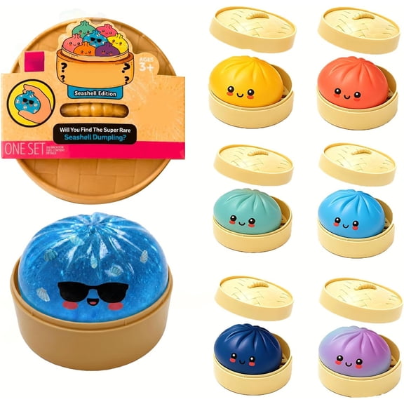Seashell Dumpling Squishy, Colorful Cute Bao Bun Dumplings Squeeze Balls Stress Relief Sensory for Holiday & Birthday Gifts (Random)