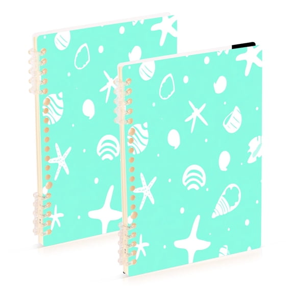 Seashell Elegance 2-Piece A5 PP Notebooks, Adjustable Rings, 80g Paper, Diary Set
