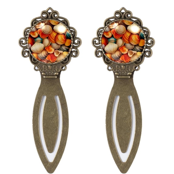 Seashell Elegant Vintage Copper-Colored Stainless Steel Lace Bookmarks - Set of 2, Gift for Readers