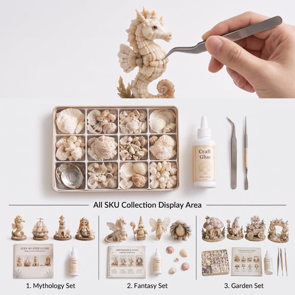 Seashell Fantasy Creatures DIY Craft Kit, 4 PCS DIY Fantasy Creature Craft Set, Ocean Art Craft Supplies Creative Activity Home Decor Unique Handmade Gift