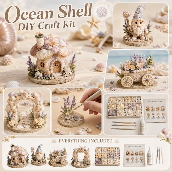 Seashell Fantasy Creatures DIY Craft Kit, 4 PCS DIY Fantasy Creature Craft Set, Ocean Art Craft Supplies Creative Activity Home Decor Unique Handmade Gift