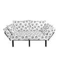 thumbnail image 1 of Seashell Futon Couch, Simplistic Underwater Souvenir Shell Pattern Outline Style Drawing, Daybed with Metal Frame Upholstered Sofa for Living Dorm, Loveseat, Charcoal Grey and White, by Ambesonne, 1 of 4