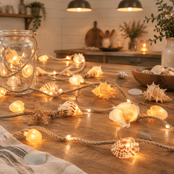 Seashell Garland Light 7.2ft 39LED Operated Beach Themed Decor