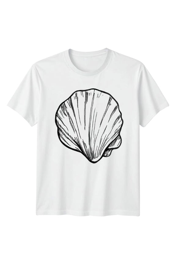 Seashell Graphic Tee Ladies T-Shirt Mens Unisex Top Sea Beach All Size S-5XL