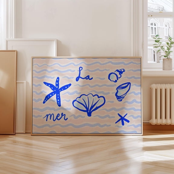 Seashell Hand Drawn French Sea Art, Unframed Paper Poster 11x14in