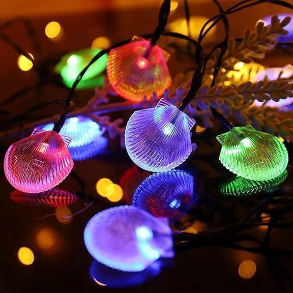 Seashell Light String, 5m 50LED Under The Sea Fairy Lights Battery Powered for Summer Garden Landscape Wedding Party Christmas Lighting Decoration