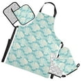 thumbnail image 1 of Seashell Line Art 5 Pcs Kitchen Set Heat Resistant Oven Mitts and Non-Slip Pot Holders with Adjustable Cooking Apron, 1 of 6