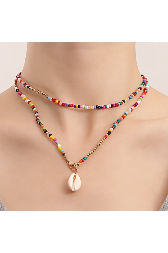 Seashell Necklace for Women Shell Charm Necklace Gold Starfish Beaded Necklace Beach Essentials Trendy Necklaces for Women Summer Jewelry Gifts for Women