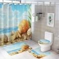 thumbnail image 1 of Seashell On The Beach 4 Piece Shower Curtain Sets, with Non-Slip Rugs, Toilet Lid Cover And Bath Mat, for Bathroom Decor Set, 1 of 7