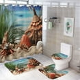 thumbnail image 1 of Seashell On The Beach Bathroom Sets with Shower Curtain And Rugs, Incl with 12 Hooks，Toilet Lid Oval Rug, 1 of 7