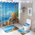 thumbnail image 1 of Seashell On The Beach Bathroom Sets with Shower Curtain And Rugs, Incl with 12 Hooks，Toilet Lid Oval Rug, 1 of 7