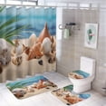 thumbnail image 1 of Seashell On The Beach Bathroom Sets with Shower Curtain And Rugs, Incl with 12 Hooks，Toilet Lid Oval Rug, 1 of 7