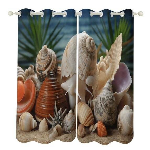 Seashell On The Beach Blackout Curtains for Bedroom Curtains Insulated Room Darkening Window Drapes for Living Room