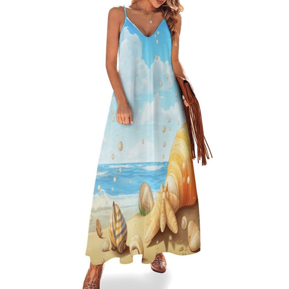 Seashell On The Beach Fine Art Sleeveless Dress Summer Dress Woman 2025