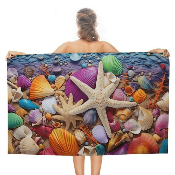 Seashell On The Beach Oversized -Washed Lightweight Quick Dry Beach Towels - 32"x63"