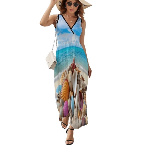 Seashell On The Beach Pattern Design Sleeveless Dress Summer Clothes for Women Women's Clothing 2025