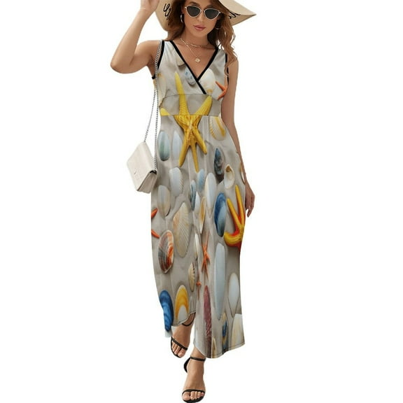 Seashell On The Beach Pattern Design Sleeveless Dress Summer Clothes for Women Women's Clothing 2025