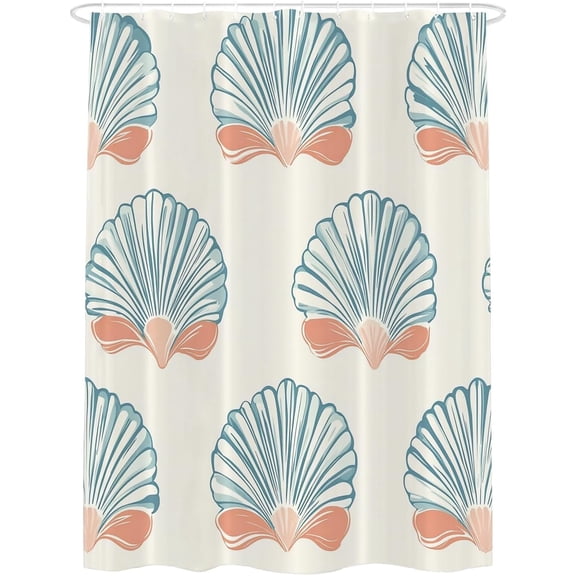 Seashell Pattern Shower Curtain, Bathroom Décor Polyester Waterproof with Plastic Rings for Shower Stall Bathtubs 54"W x 78"L (Pack of 1)
