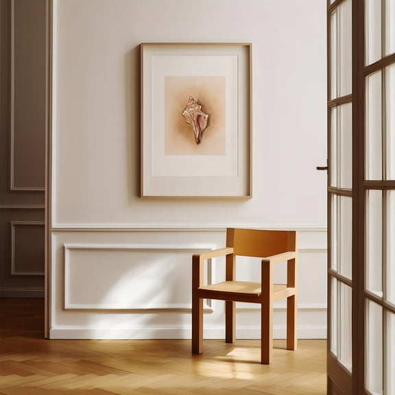 Seashell Pink Sea Shell Illustration Coastal Wall Decor, Unframed Canvas 16x20in