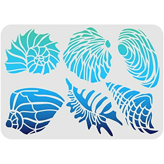 Seashell Plastic Stencil for Walls and Crafts DIY 11.7x8.3 inch Reusable The Undersea World Drawing Painting Stencil Template for Painting on Wood Floor Furniture Paper and Fabric