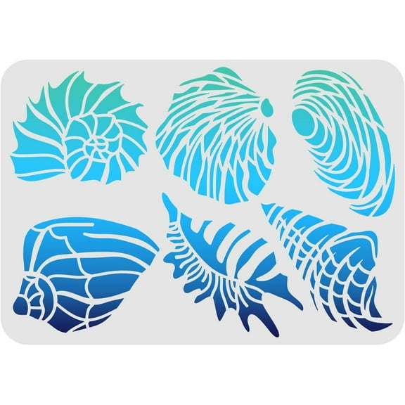 Seashell Plastic Stencil for Walls and Crafts DIY 11.7x8.3 inch Reusable The Undersea World Drawing Painting Stencil Template for Painting on Wood Floor Furniture Paper and Fabric DIYDIY