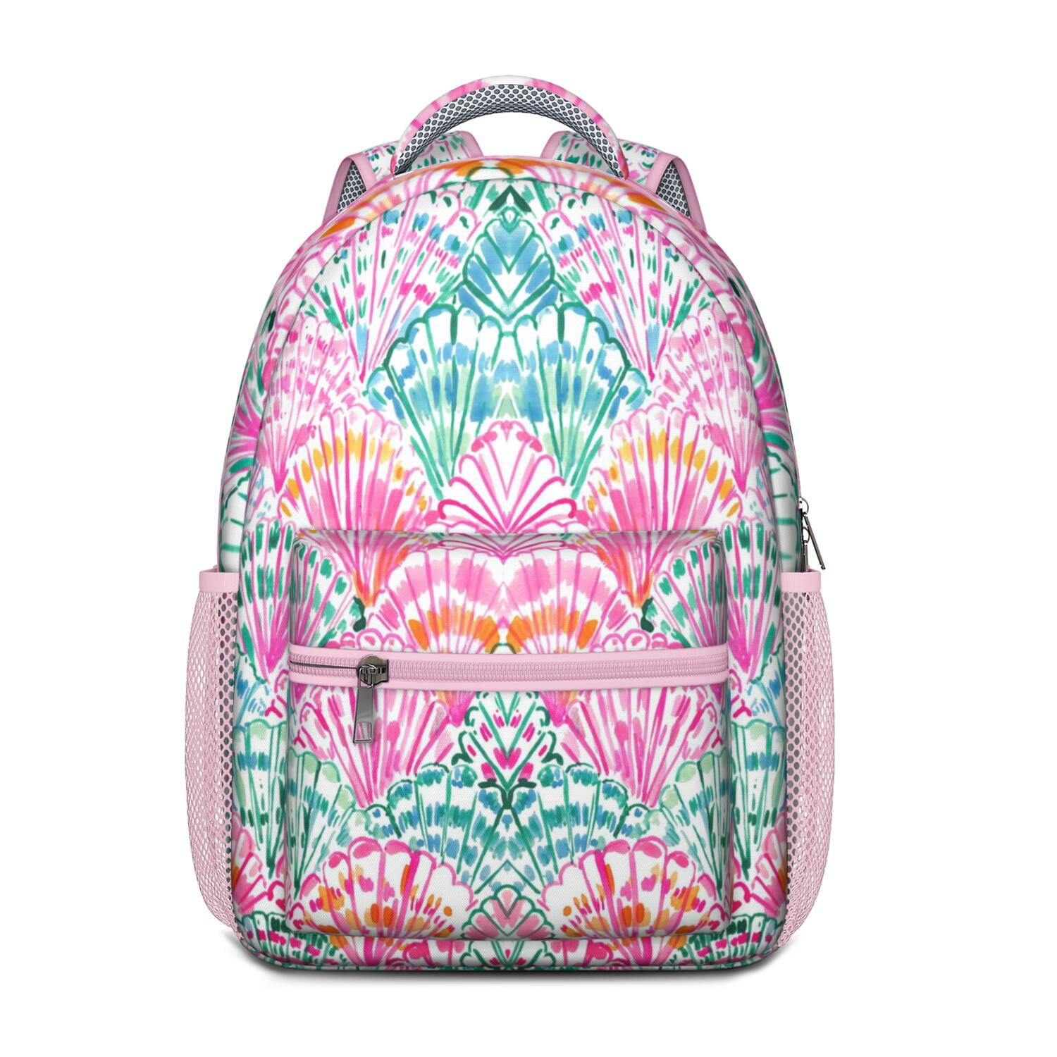 Seashell Print Waterproof School Backpack - Ergonomic Student Backpack ...