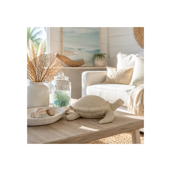 Seashell Sand Texture Finish for Home and Bathroom Decor - Coastal Resin Figurine for Office, Living Room, and Shelf Display - Textured Polyresin Sculpture Ornament for Coffee Table - 4", Ivory