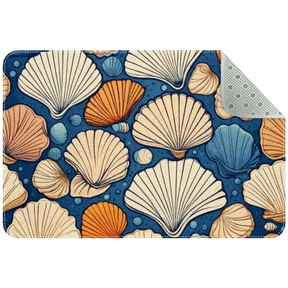 Seashell Seamless Pattern Entryway Rug, 2x3 Area Rug Indoor Door Mat Non-slip Washable Floor Carpet Rug for Bedroom Office Dining Room Bathroom