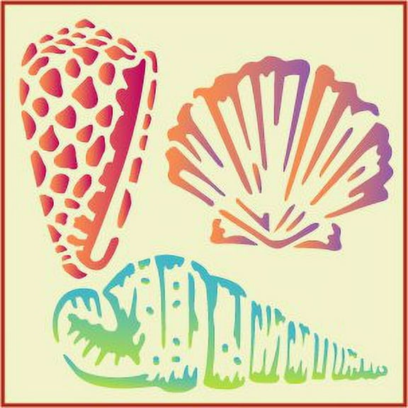 Seashell Set of 3 Stencils - Sea Ocean Marine Mylar Wall Reusable DIY Crafts - The Artful Stencil