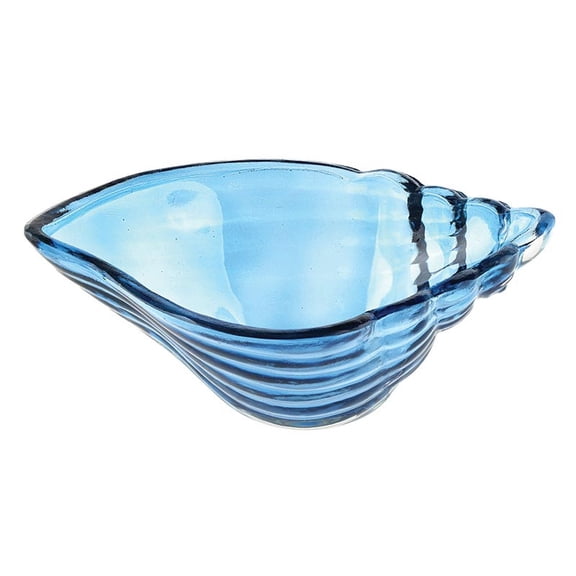 Seashell-Shaped Blue Glass Dish for Serving or Home Decor | 6 x 4 x 2 Inches