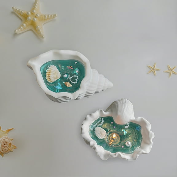 Seashell Shaped Ocean Scented Candle Set Handmade Coastal Candles with Starfish & Seashell Decor, Summer Beach House & Ocean Room Decor, Tropical Gel Candle for Coastal & Beachy Room Aesthetic